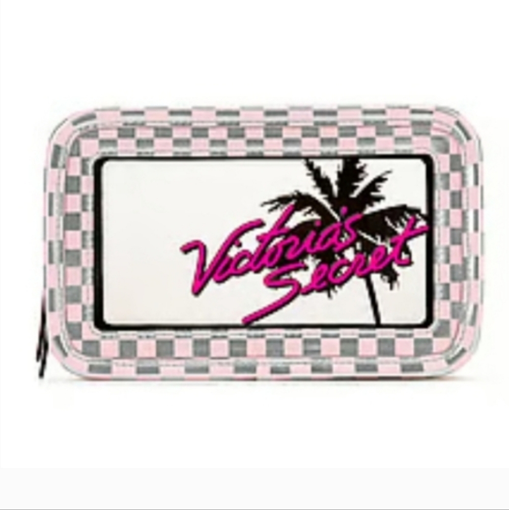 Victoria's Secret Cosmetic Bag Travel Pouch Paradise Palm Tree NWT $40